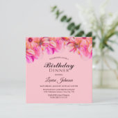 Dinner Party of Pink and Yellow Floral Birthday Kaart (Staand voorkant)