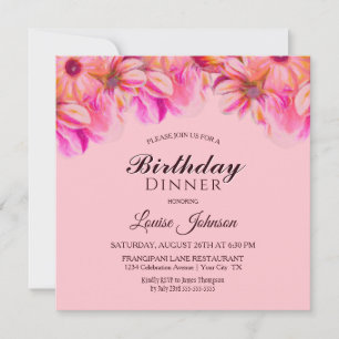 Dinner Party of Pink and Yellow Floral Birthday Kaart