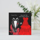 Dinner Party on Corporate Red Black Stropdas Kaart (Staand voorkant)