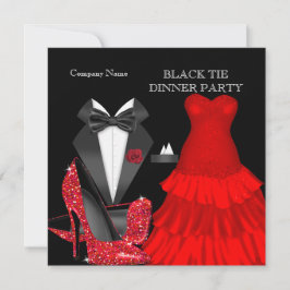 Dinner Party on Corporate Red Black Stropdas Kaart