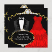 Dinner Party on Corporate Red Black Stropdas Kaart (Voorkant / Achterkant)