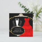 Dinner Party on Corporate Red Black Stropdas Kaart (Staand voorkant)