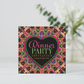 Dinner party over Bright & Stor Groovy Hippie Bohe Kaart (Staand voorkant)