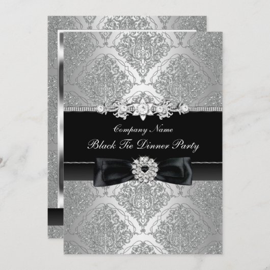 Dinner party over Stropdas in zwart-wit voor zwart Kaart (Voorkant / Achterkant)