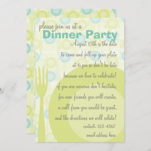 Dinner Party Patroon Kaart (Voorkant / Achterkant)