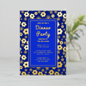 Dinner Party Retro Leuke Bloemen Viering Folie Uitnodiging (Staand Voorkant)