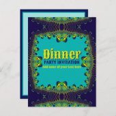 Dinner Party Sjabloon Blauw Groen Geel Uitnodiging (Voorkant / Achterkant)