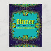 Dinner Party Sjabloon Blauw Groen Geel Uitnodiging (Voorkant)