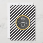 Dinner Party Stripe Gouden Verjaardag Uitnodiging (Achterkant)