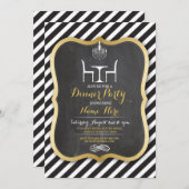 Dinner Party Stripe Gouden Verjaardag Uitnodiging (Voorkant / Achterkant)