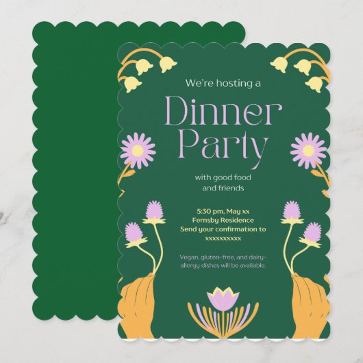 Dinner Party Uitnodiging Elite (Voorkant / Achterkant)