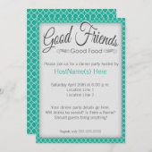 Dinner Party-uitnodigingen in Emerald Kaart (Voorkant / Achterkant)