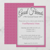 Dinner Party-uitnodigingen in roze Kaart (Voorkant / Achterkant)