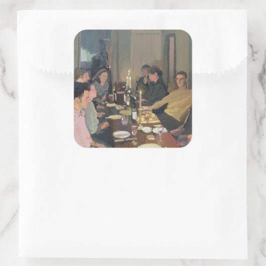 Dinner Party Vierkante Sticker (Tas)
