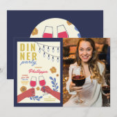 Dinner Party Vrienden Verjaardag Wijn Proeverij Lu Kaart (Voorkant / Achterkant)