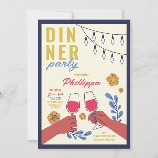 Dinner Party Vrienden Verjaardag Wijn Proeverij Lu Kaart (Voorkant)