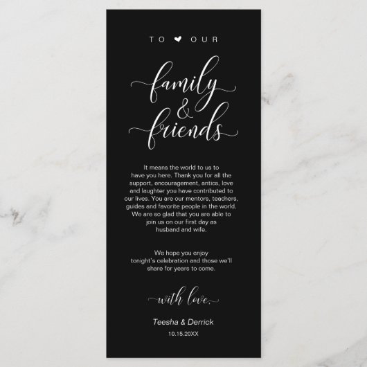 Dinner Place setting Bedankt, Classy Black Kaart (Voorkant)