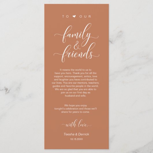 Dinner Place setting Bedankt, Copper Rust Kaart (Voorkant)