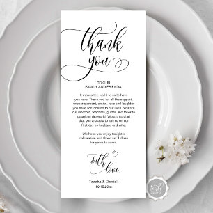 Dinner Place setting Bedankt, Modern Script Kaart