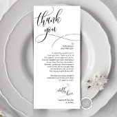 Dinner Place setting Bedankt, Modern Script Kaart