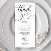 Dinner Place setting Bedankt, Modern Script Kaart