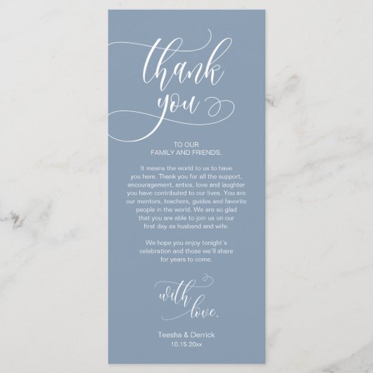 Dinner Place setting Bedankt, Modern Script Kaart (Voorkant)