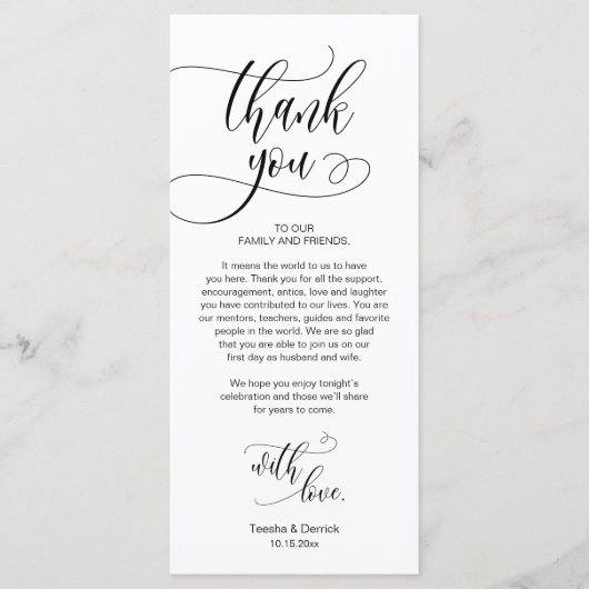 Dinner Place setting Bedankt, Modern Script Kaart (Voorkant)