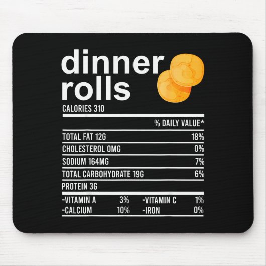 Dinner Rolls Nutrition Facts Apparel Funny Thanksg Muismat (Voorkant)