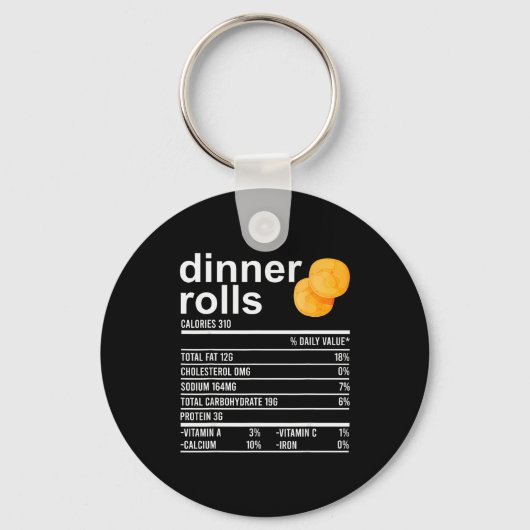 Dinner Rolls Nutrition Facts Apparel Funny Thanksg Sleutelhanger (Voorkant)