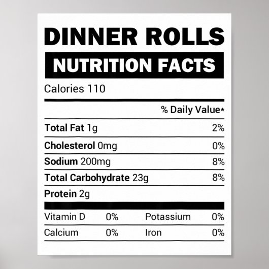 Dinner Rolls Nutrition Facts Family Matching Chris Poster (Voorkant)