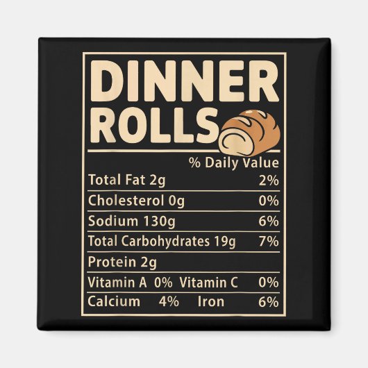 Dinner Rolls Nutrition Facts Funny Bread Food Desi Magneet (Voorkant)