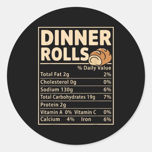 Dinner Rolls Nutrition Facts Funny Bread Food Desi Ronde Sticker (Voorkant)