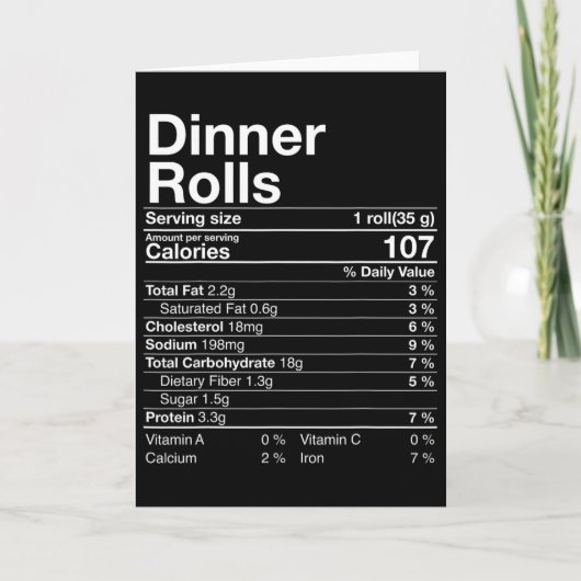 Dinner Rolls Nutrition Facts Thanksgiving Gifts Tu Kaart (Voorkant)
