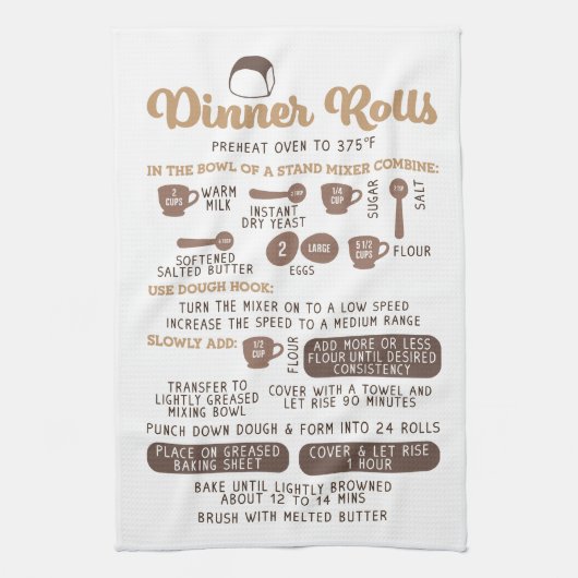Dinner Rolls ontvang Tea Kitchen Towel Theedoek (Verticaal)