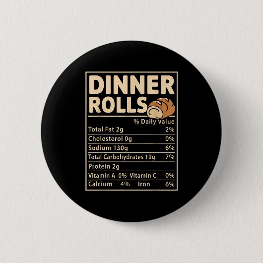 Dinner Rolls Voedingswaarde Feiten Grappig Brood E Ronde Button 5,7 Cm (Voorkant)