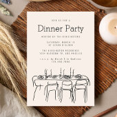 Dinner Table Party Moderne Eenvoudige Lijntekening Kaart