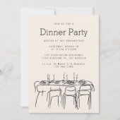 Dinner Table Party Moderne Eenvoudige Lijntekening Kaart (Voorkant)