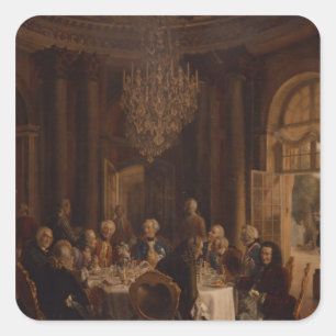 Dinner Table te Sanssouci, 1850 Vierkante Sticker
