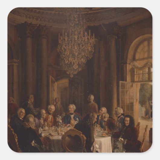 Dinner Table te Sanssouci, 1850 Vierkante Sticker (Voorkant)