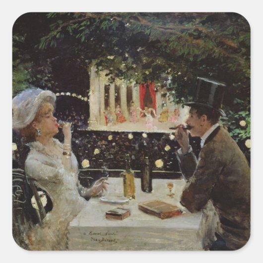 Dinner te Les Ambassadeurs, c.1882 Vierkante Sticker (Voorkant)