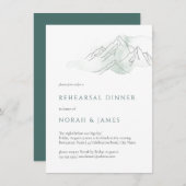Dinner van groene en witte bruiloft kaart (Voorkant / Achterkant)