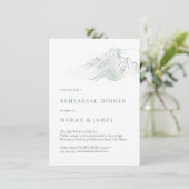 Dinner van groene en witte bruiloft kaart (Staand voorkant)