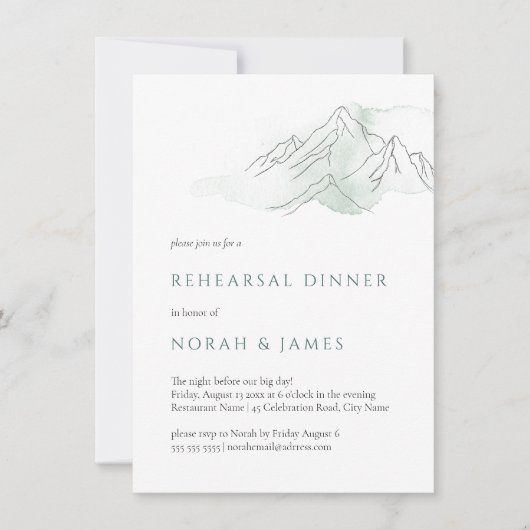 Dinner van groene en witte bruiloft kaart (Voorkant)