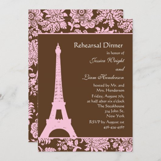 Dinner van Parijs en Chocolade Kaart (Voorkant / Achterkant)