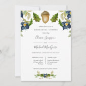 Dinner voor Bright Oak blue flower bruiloft Kaart (Voorkant)