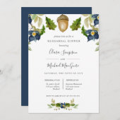 Dinner voor Bright Oak blue flower bruiloft Kaart (Voorkant / Achterkant)