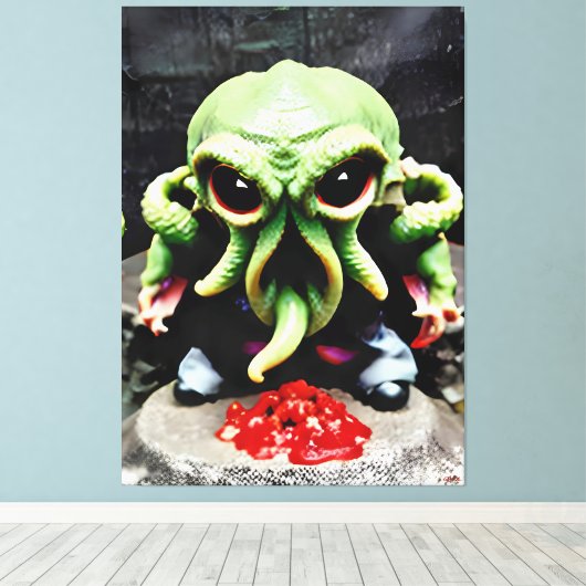 Dinner with Cthulhu Canvas Afdruk (Insitu (Houten vloer))