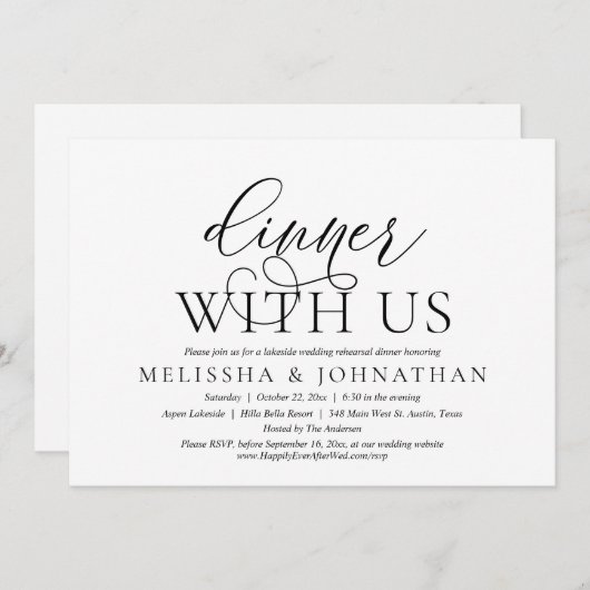 Dinner with us, Wedding Rehearsal Celebration Kaart (Voorkant / Achterkant)