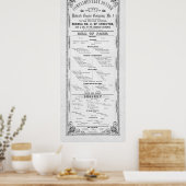 DINNERMENU voor BRANDWEERMEN 1856 Poster (Keuken)