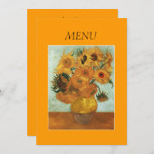 Dinnermenukaart, Vase met twaalf zonnebloemen Menu (Voorkant / Achterkant)